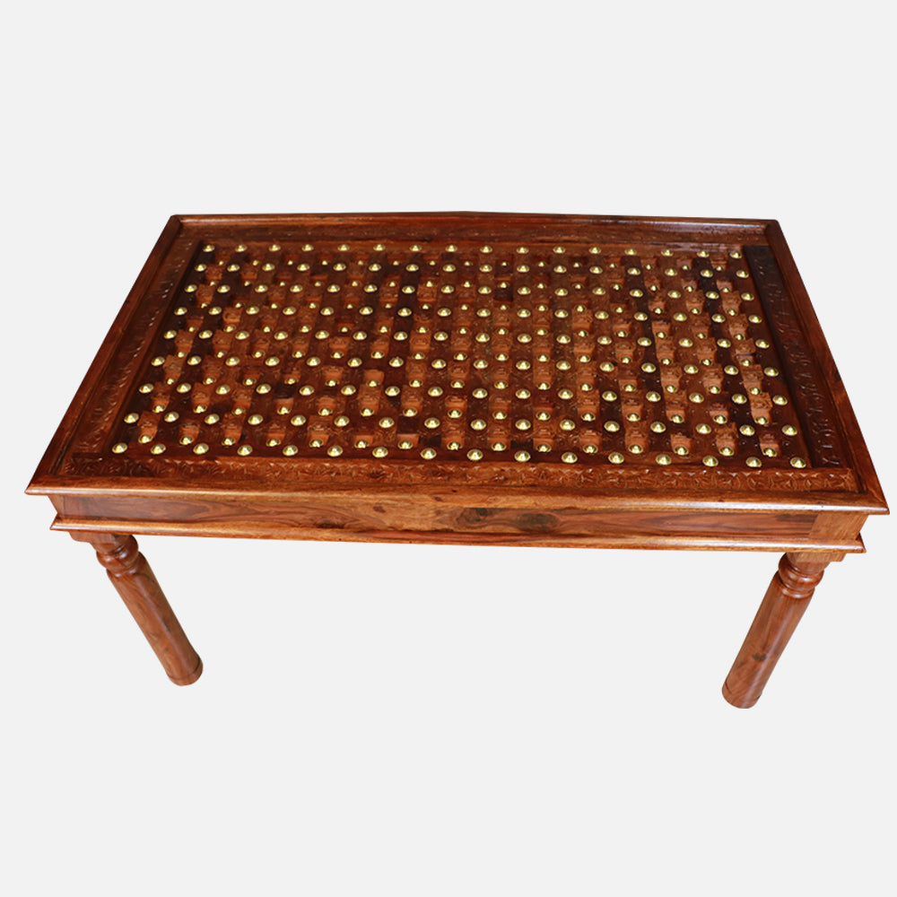 MAARK SHEESHAM WOOD 4 SEATER DINING SET (5*3) 1102 NATURAL FINISH SV