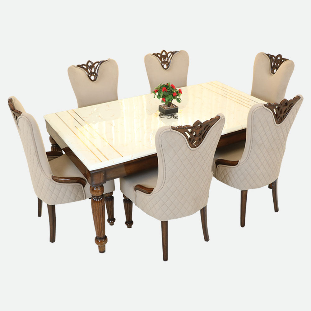 MAARK MARBLE TOP 6 SEATER DINING SET 6031 TD