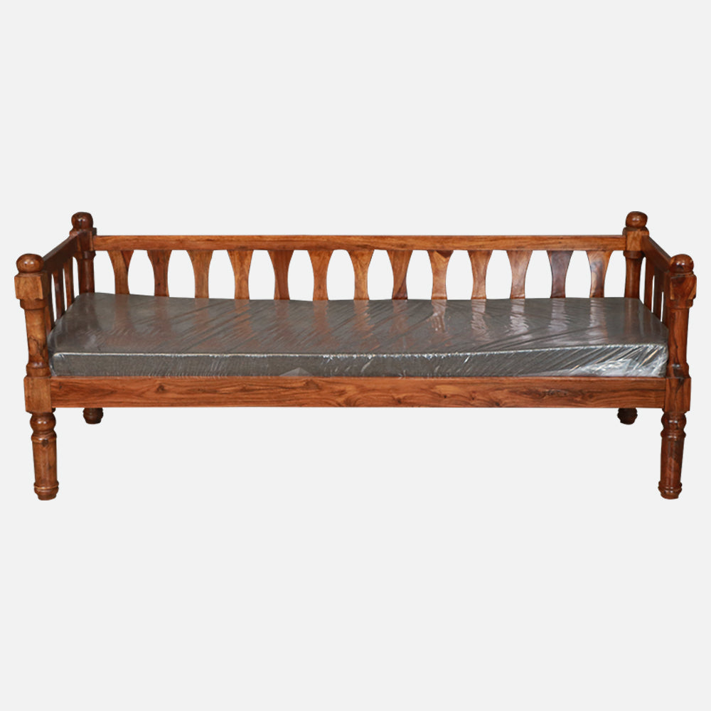 MAARK SHEESHAM WOOD DIWAN WITH CUSHION 4021 NATURAL FINISH SV