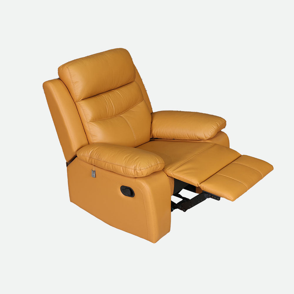 MAARK MANUAL RECLINER LEATHER SOFA 1266-9669 TAN COLOUR HT