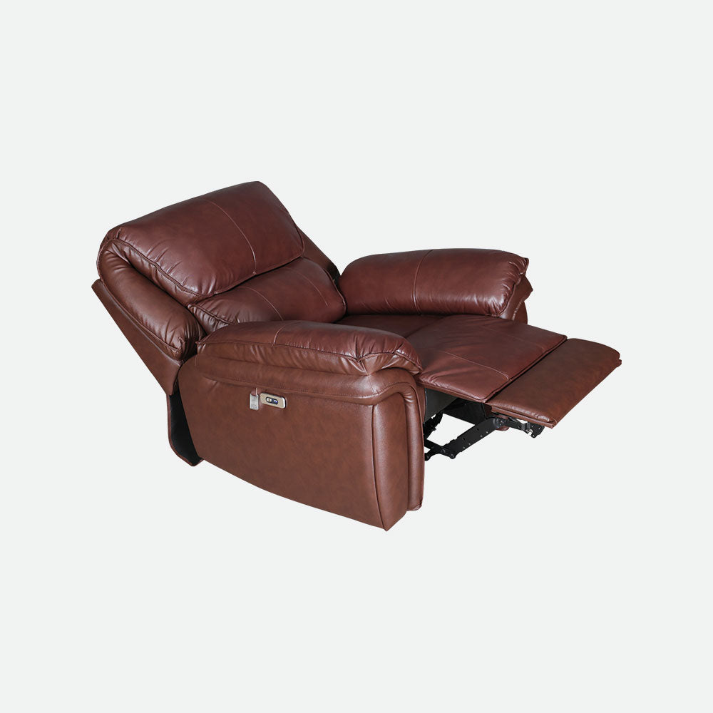 MAARK MOTORIZED RECLINER LEATHER SOFA SET (3R+1R+1R) 1233-1672 WINE COLOUR HT