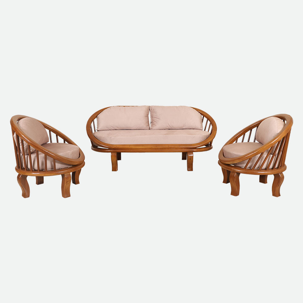 MAARK WOODEN SOFA SET (3+1+1) ROUND CRASI SUF