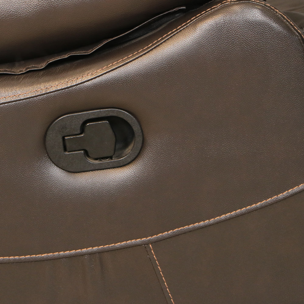 MAARK MANUAL RECLINER LEATHER SOFA TWO SEATER F8753-1015 WINE COLOUR HT