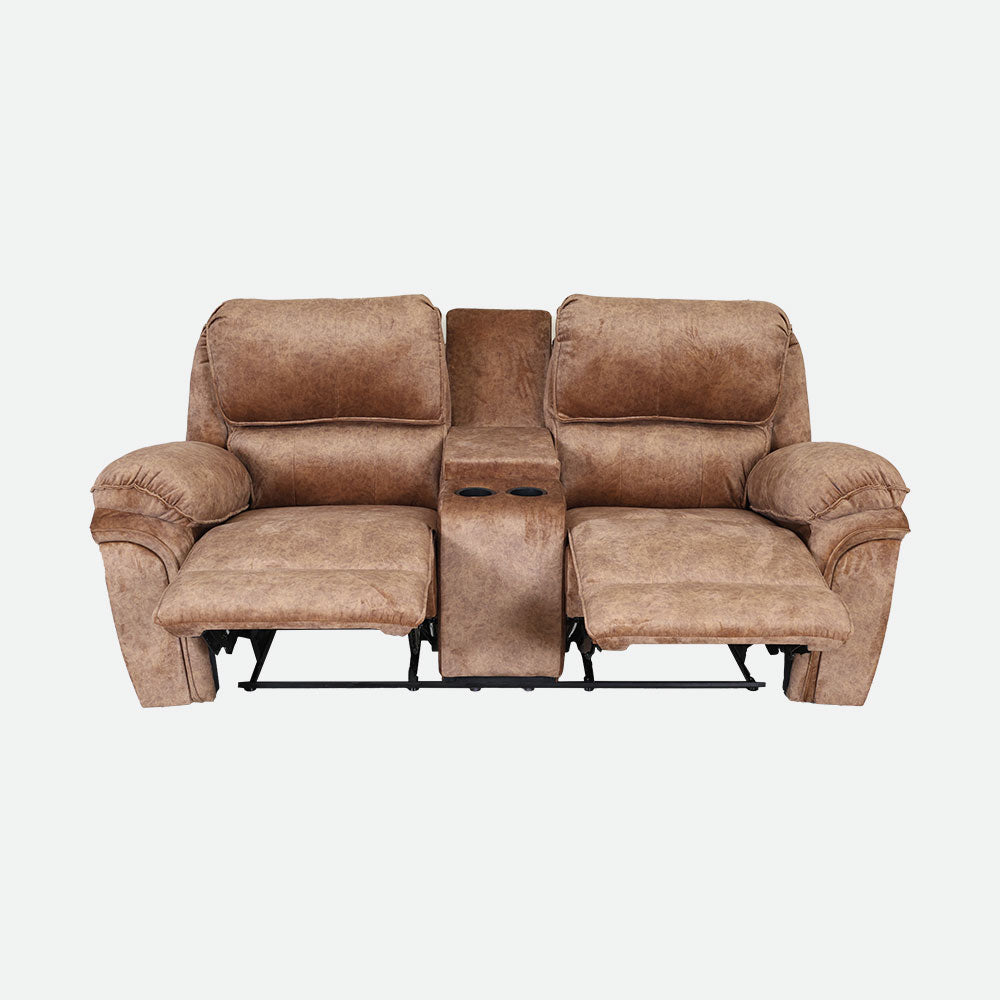 MAARK MANUAL RECLINER LEATHER SOFA SET (3+2+CONSOLE) MILKY WAY