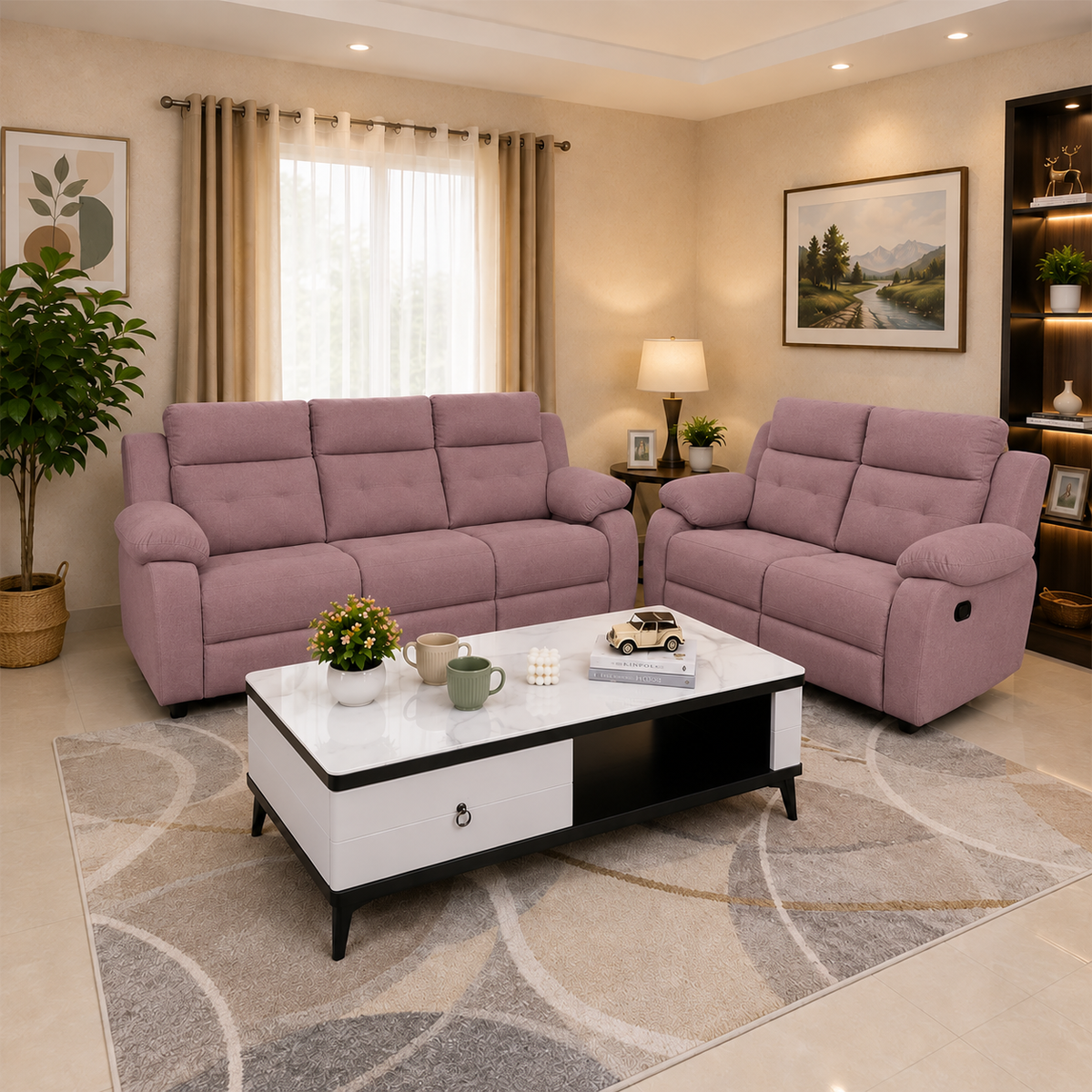 MAARK MANUAL RECLINER FABRIC SOFA SET (3+2R) GALAXY