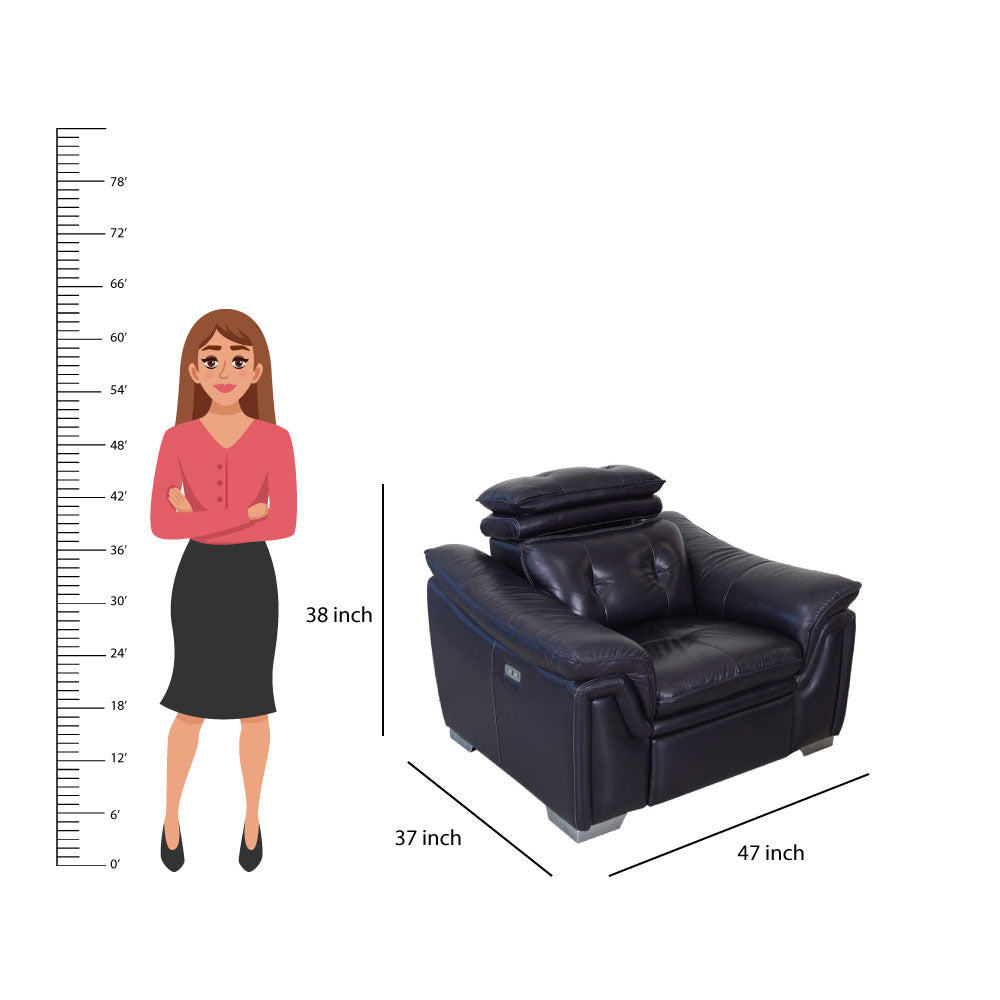 MAARK MOTORIZED RECLIENR LEATHER SOFA SINGLE SEATER FJ356 WINE COLOUR HT