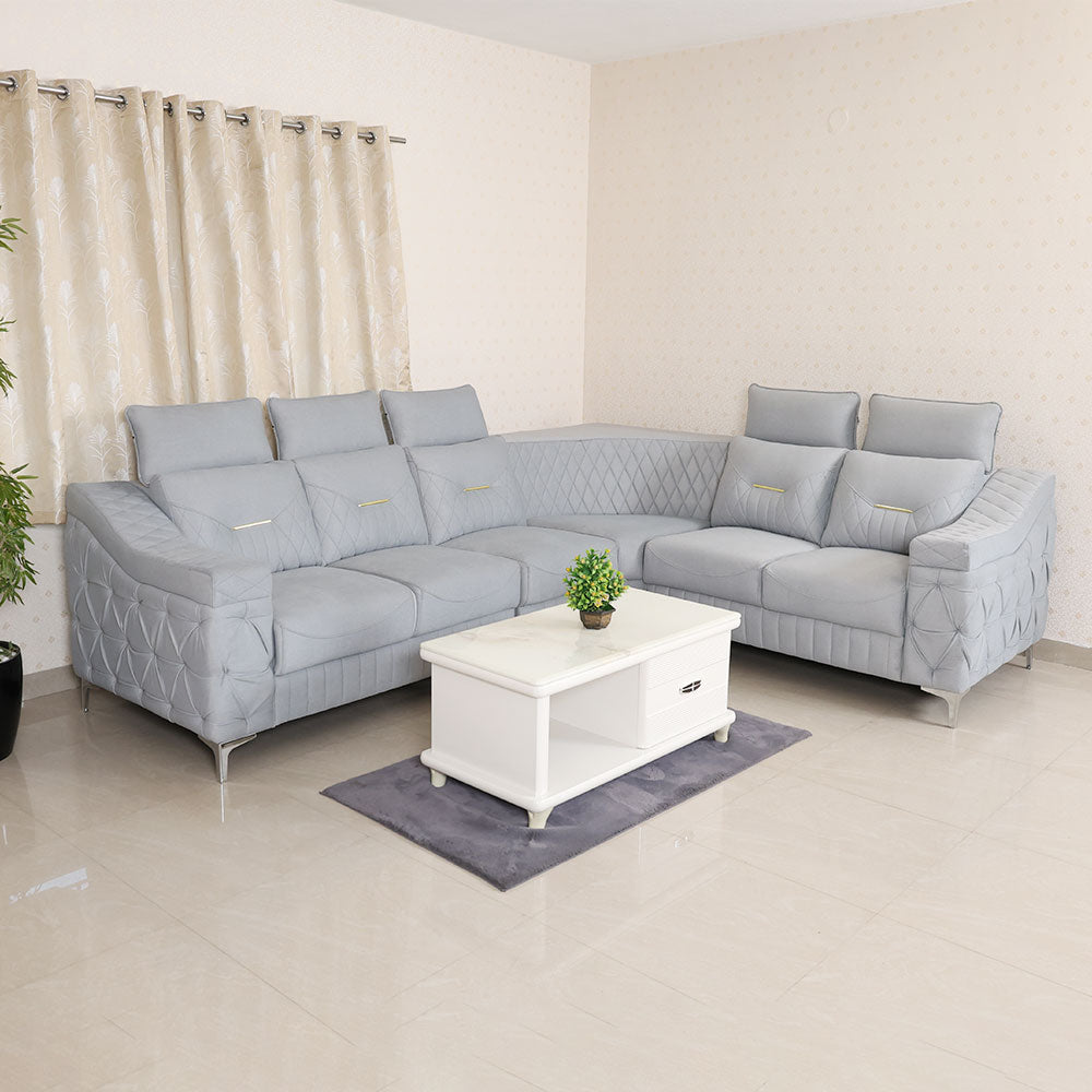 MAARK FABRIC CORNER SOFA 5 SEATER CAMEL BACK