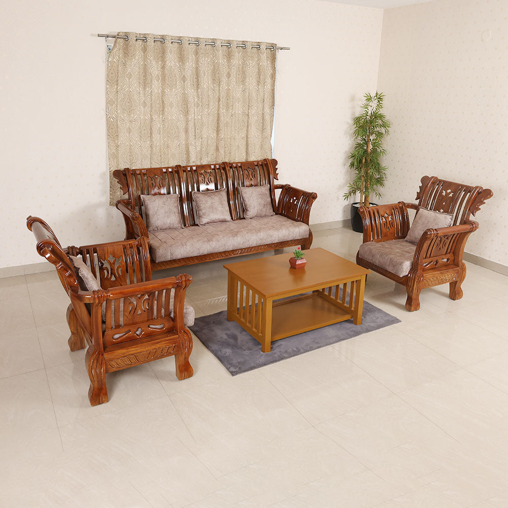 MAARK WOODEN SOFA SET (3+1+1) S-42 WCF