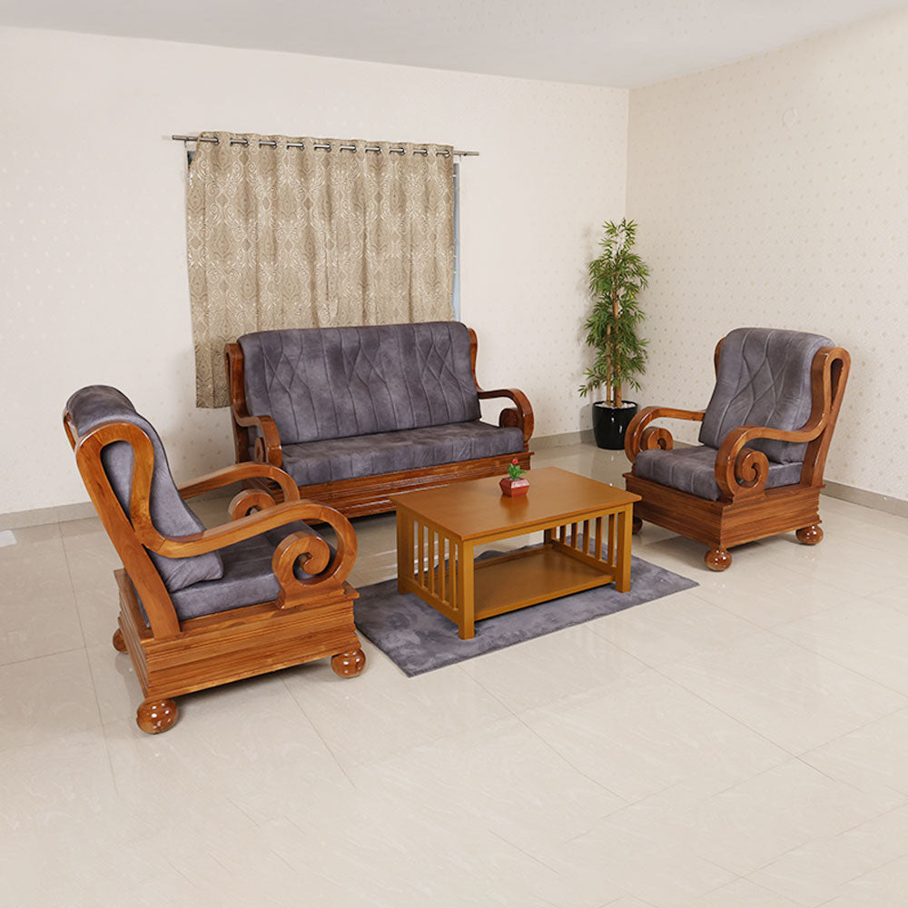 MAARK WOODEN SOFA SET (3+1+1) S-43 WCF