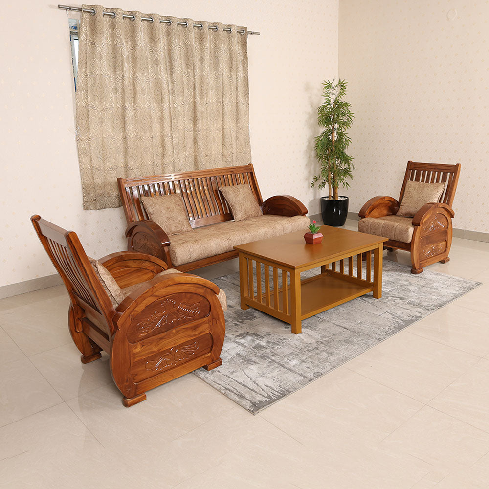 MAARK WOODEN SOFA SET (3+1+1) S-23 WCF
