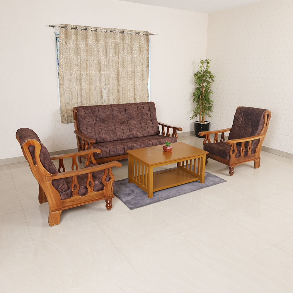 MAARK WOODEN SOFA SET (3+1+1) S-17 WCF
