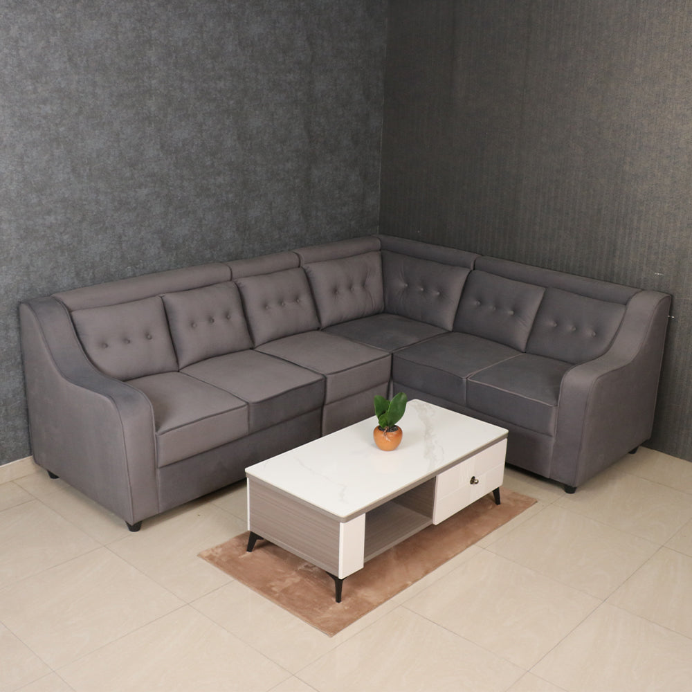 MAARK FABRIC CORNER SOFA 5 SEATER CLASSIC GRAY COLOUR
