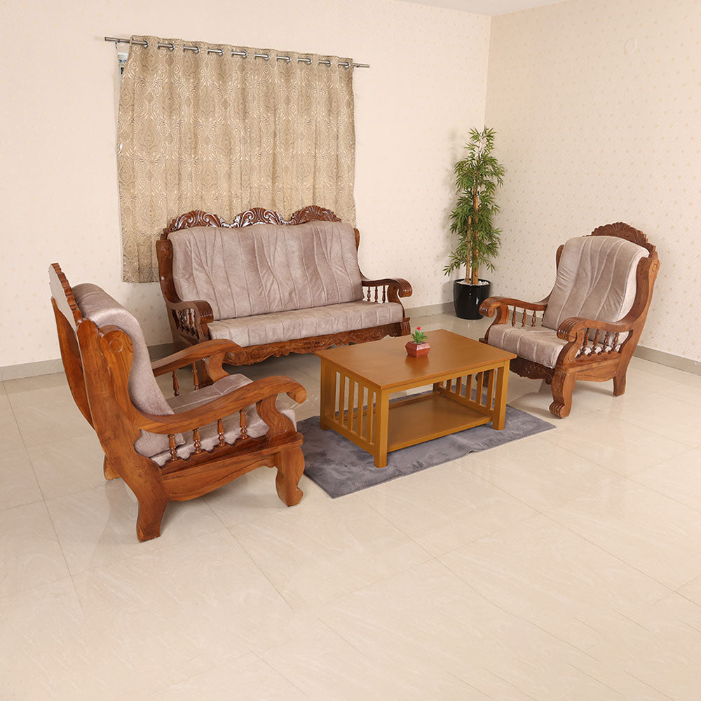 MAARK WOODEN SOFA SET (3+1+1) S-25 WCF