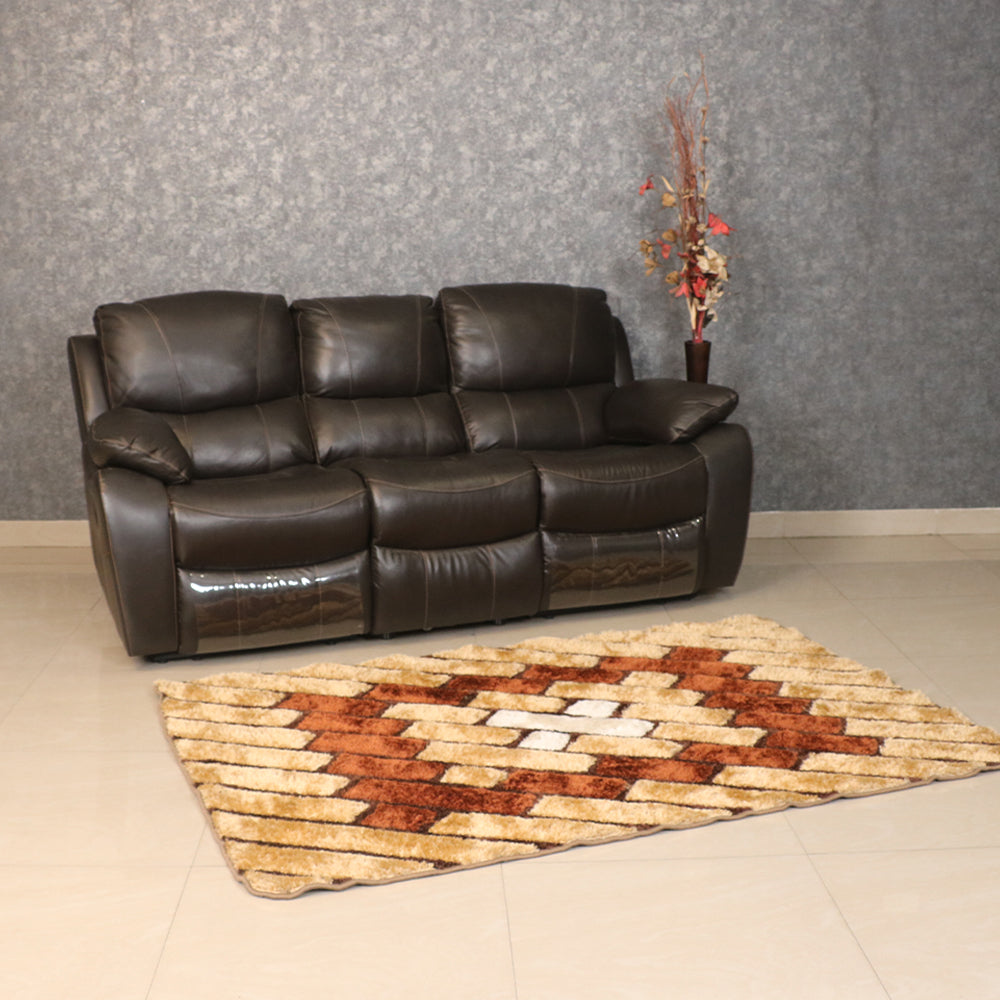 MAARK MANUAL RECLINER LEATHER SOFA THREE SEATER F8753-1015 WINE COLOUR HT