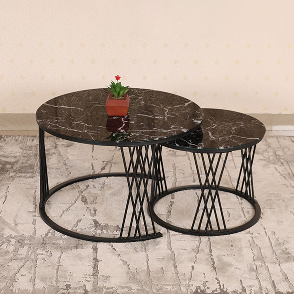 MAARK MARBLE TOP COFFEE TABLE SET BLC-7 HT