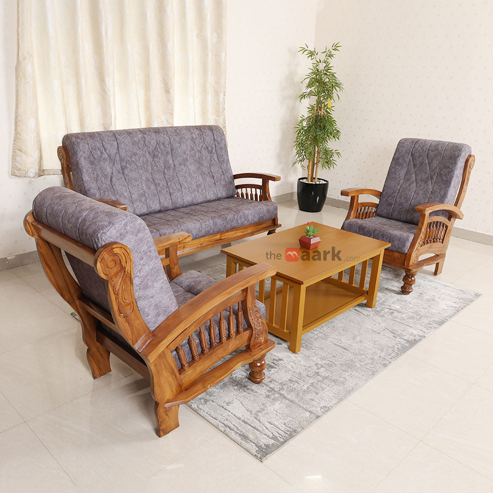 MAARK WOODEN SOFA SET (3+1+1) S-47 WCF
