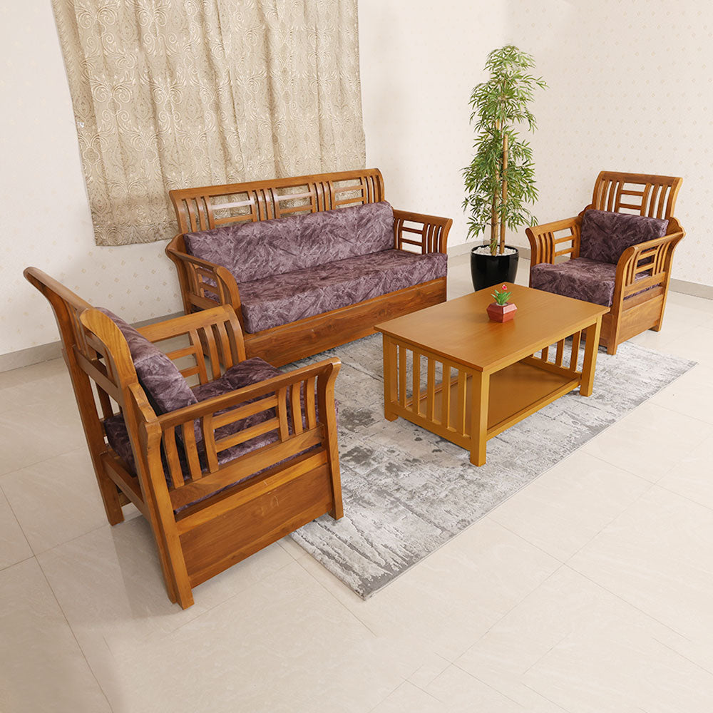 MAARK WOODEN SOFA SET (3+1+1) ORKID SADA