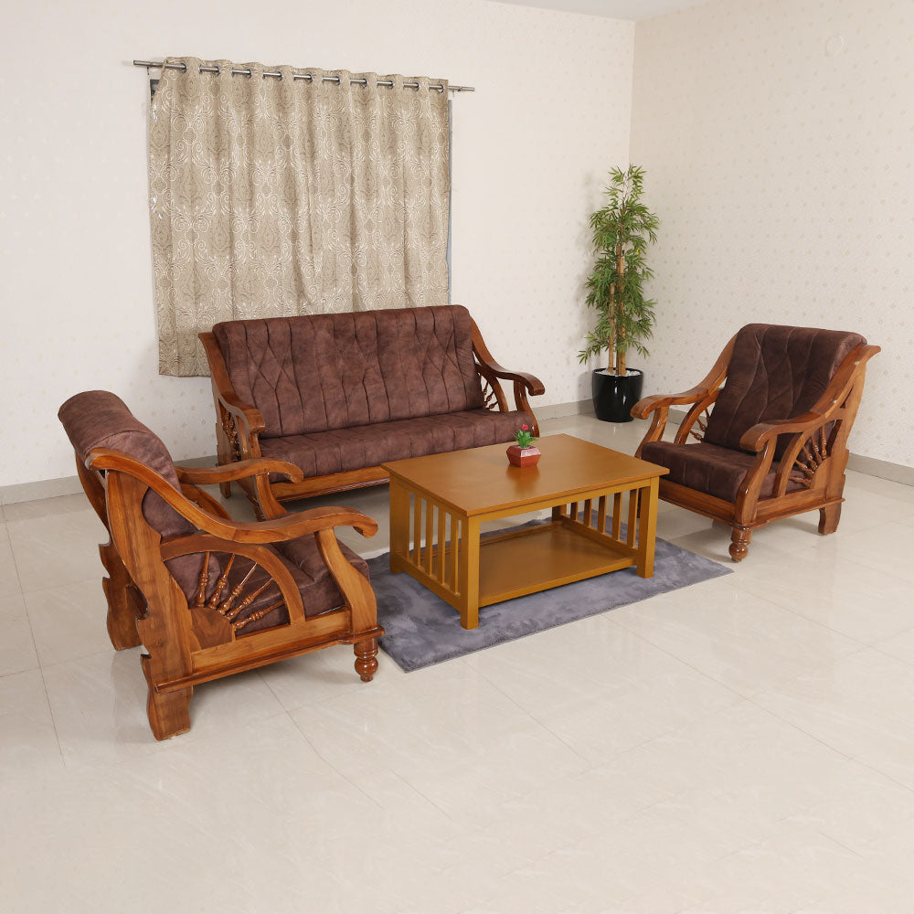 MAARK WOODEN SOFA SET (3+1+1) S-15 WCF