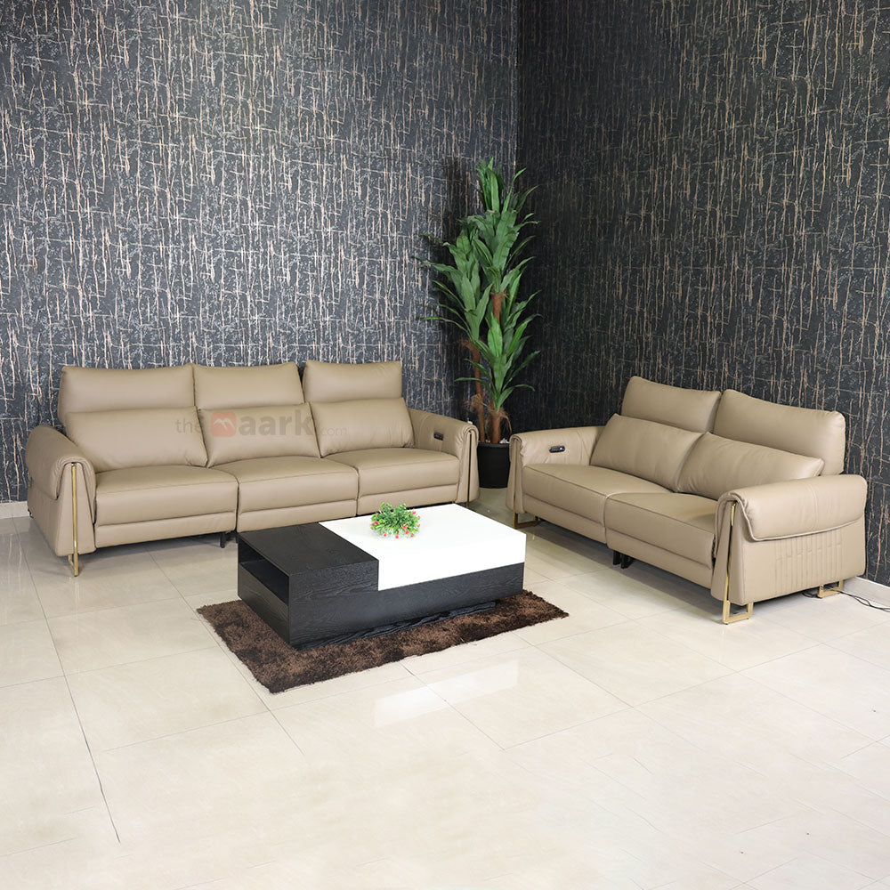 MAARK MOTORIZED RECLINER LEATHER SOFA SET (3R+2R) 2263 CAPPUCINO COLOUR HT
