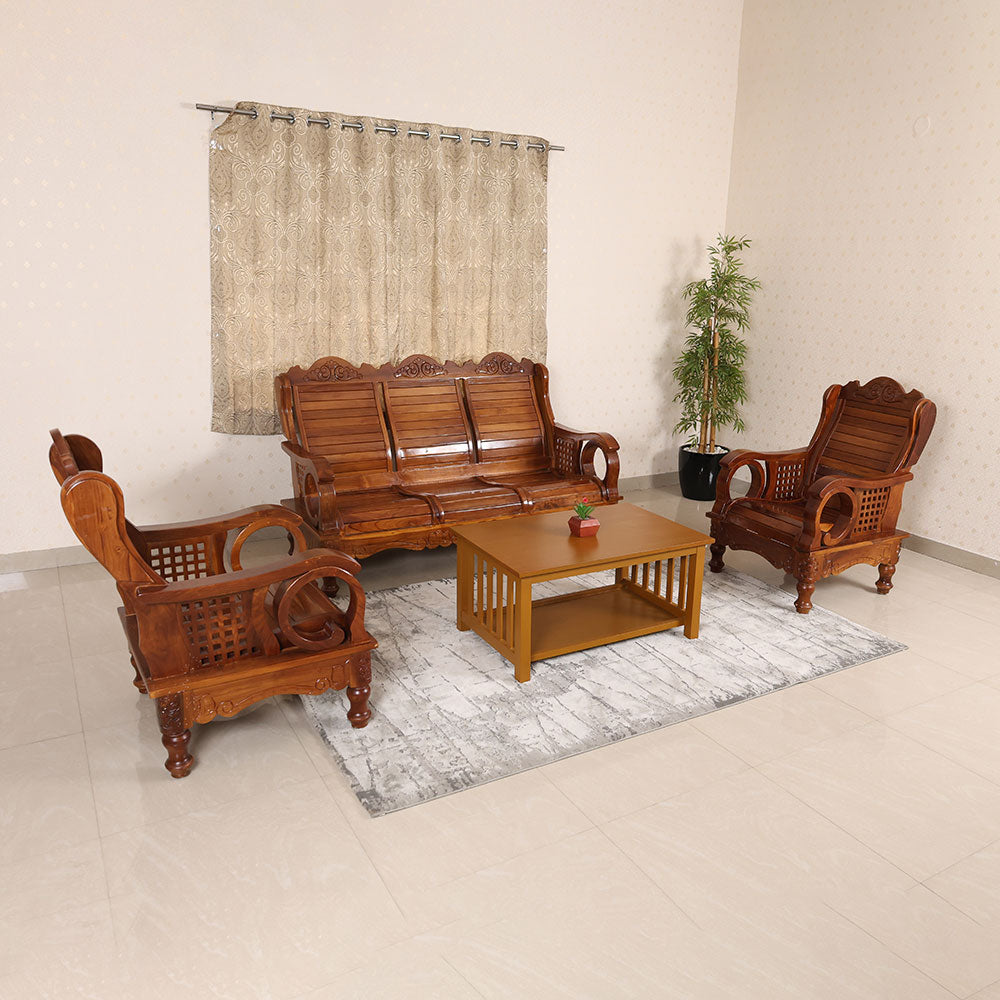 MAARK WOODEN SOFA SET (3+1+1) S-40 WCF