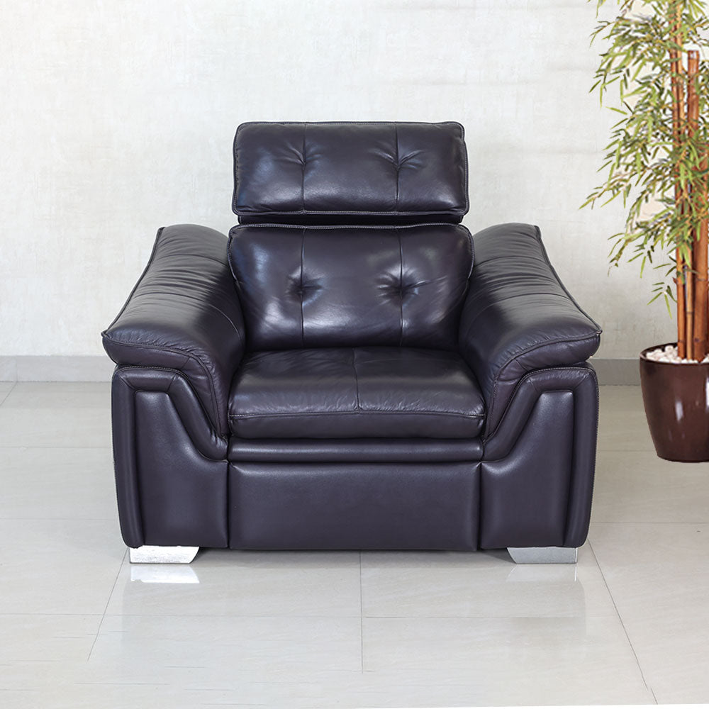 MAARK MOTORIZED RECLIENR LEATHER SOFA SINGLE SEATER FJ356 WINE COLOUR HT