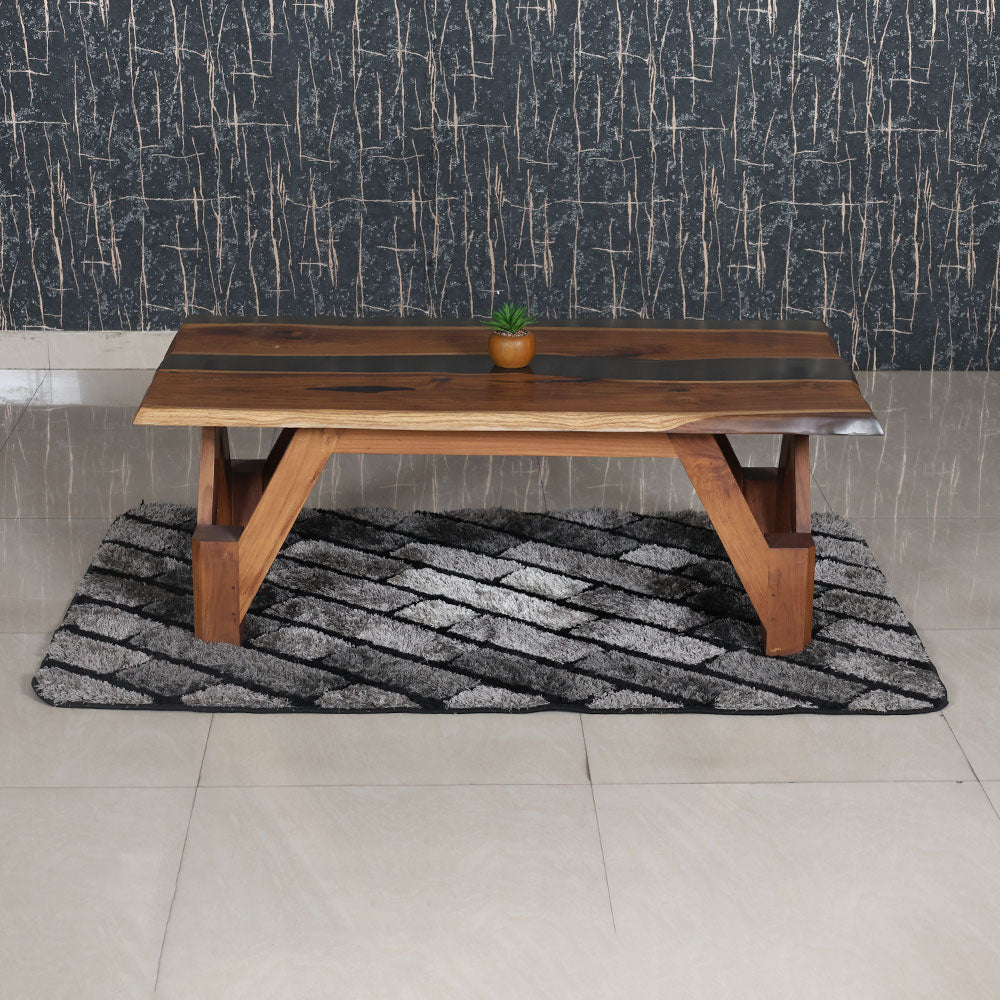 MAARK EPOXY COFFEE TABLE - TRANSPARENT BLACK TEAK AA