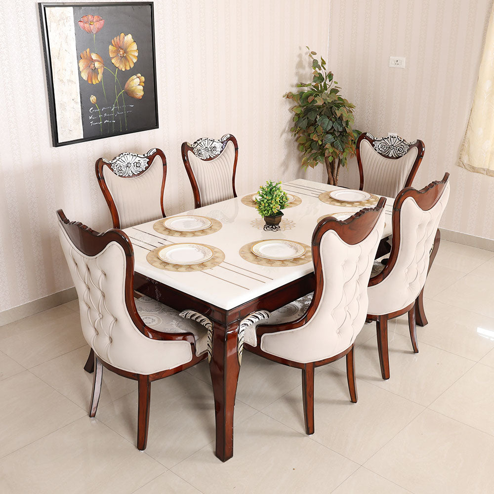 MAARK MARBLE TOP 6 SEATER DINING SET 6061 TD