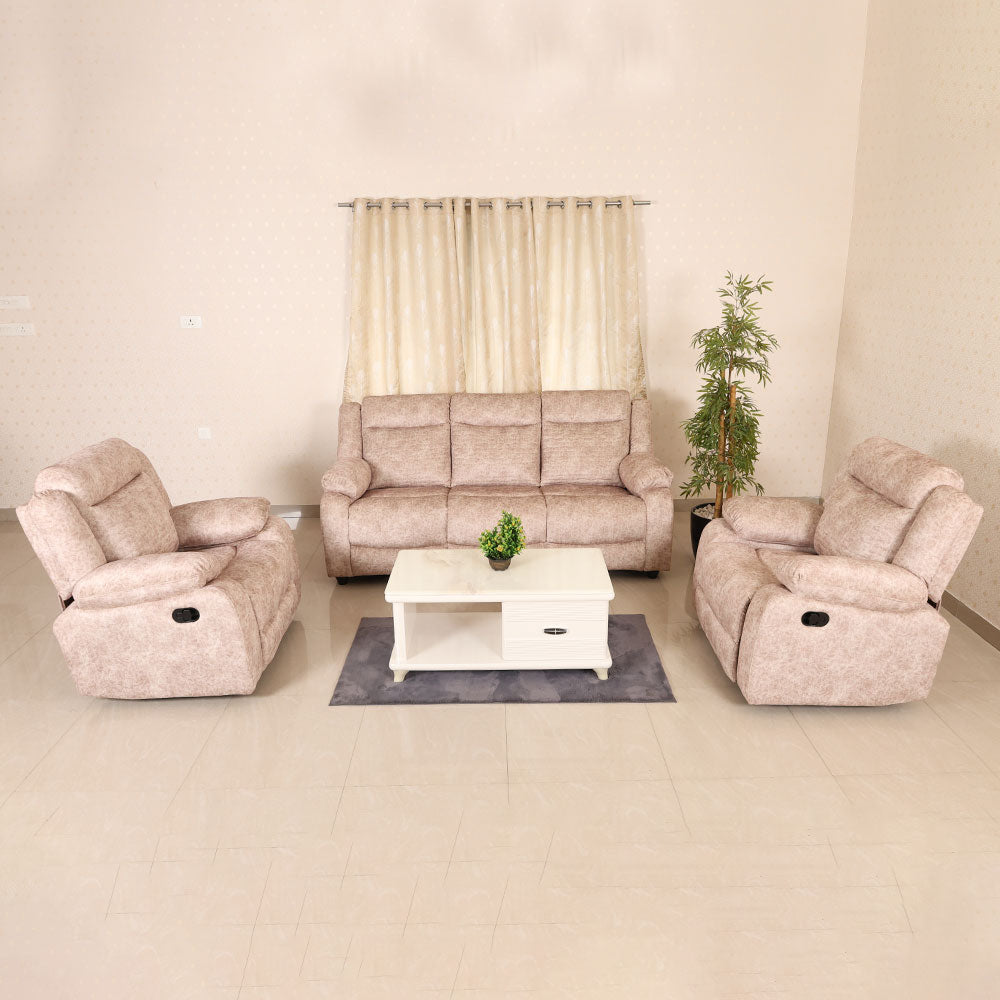MAARK MANUAL RECLINER FABRIC SOFA SET (3+1R+1R) WAVE