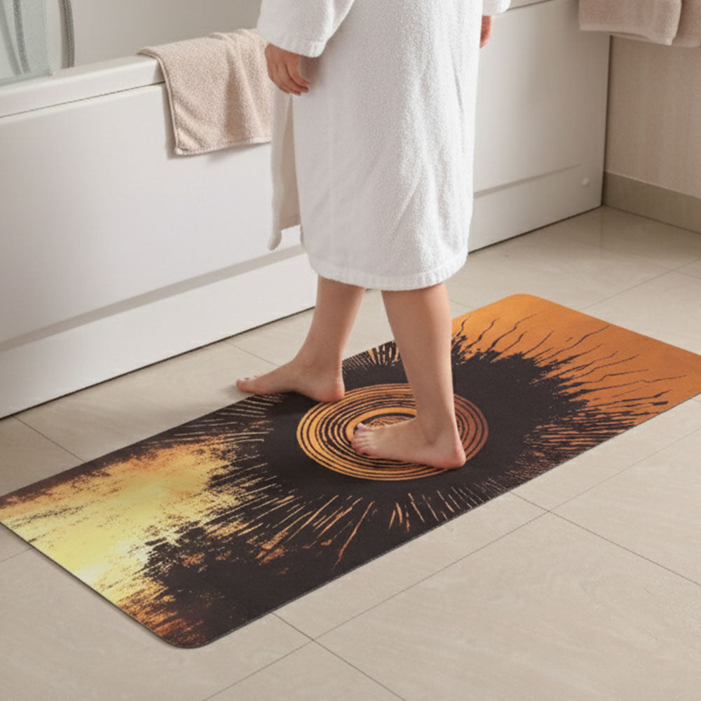 MAARK Micro Mat Rectangle Black & Brown Circle Design – Washable Anti ...