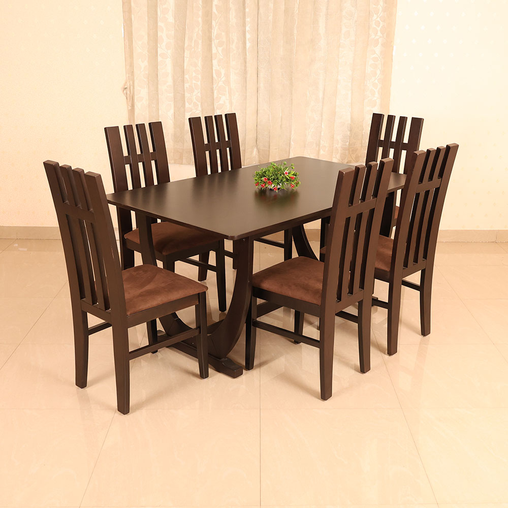 MAARK WOODEN TOP 6 SEATER DINING SET SWAN HT
