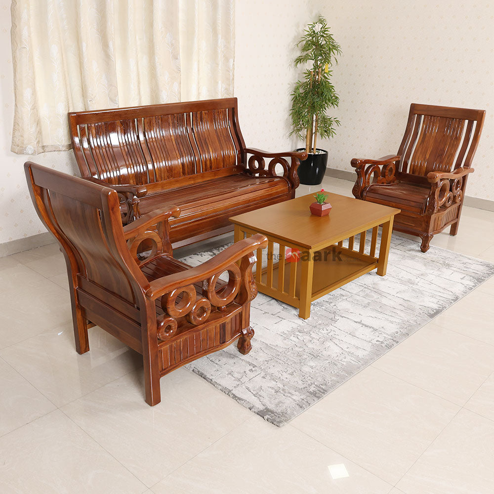 MAARK WOODEN SOFA SET (3+1+1) S-32 WCF