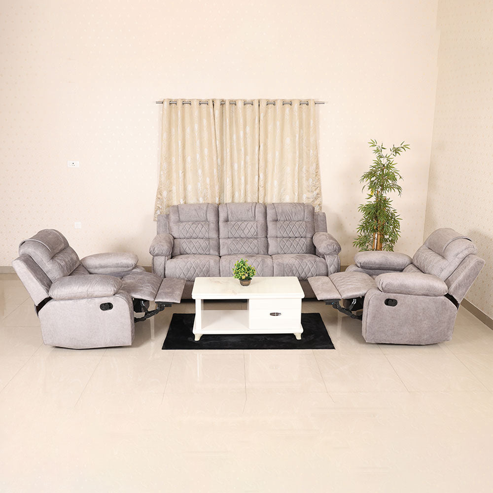 MAARK MANUAL RECLINER FABRIC SOFA SET (3+1R+1R) PURPLE