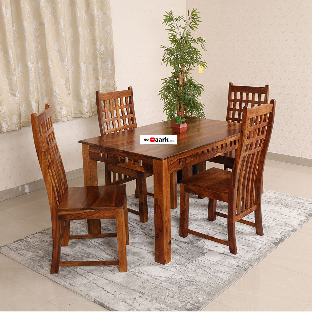 MAARK SHEESHAM WOOD 4 SEATER DINING SET (4.25*2.5) 1145 NATURAL FINISH SV