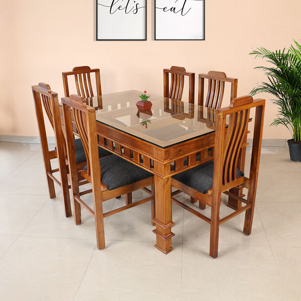 MAARK GLASS TOP 6 SEATER DINING SET D414 DC