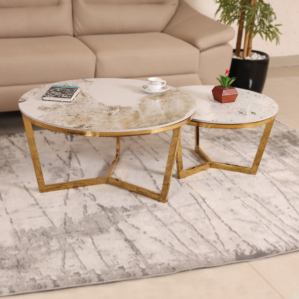 MAARK MARBLE TOP COFFEE TABLE SET CJ-05 HT