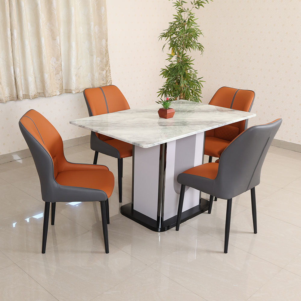 MAARK MARBLE TOP 4 SEATER DINING SET 899-1-882 HT