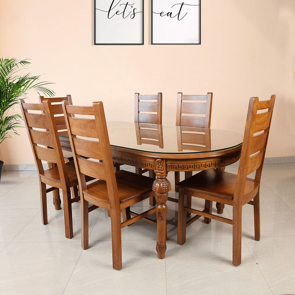 MAARK WOODEN TOP 6 SEATER DINING SET  SGC-039 FC