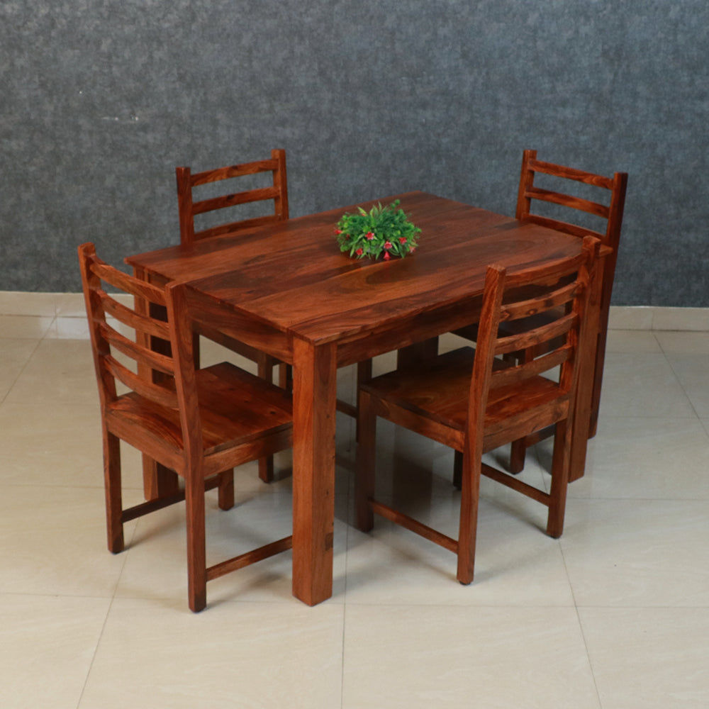 MAARK SHEESHAM WOOD 4 SEATER DINING SET (3.75*2.5) 1123 NATURAL FINISH SV
