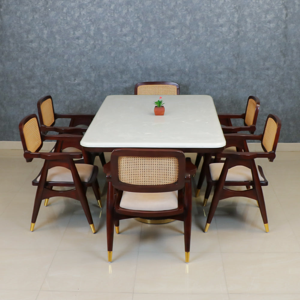 MAARK MARBLE TOP 6 SEATER DINING SET 6001 SM