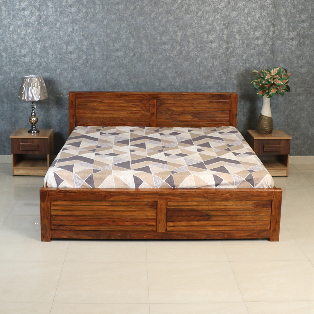 MAARK SHEESHAM WOOD KING SIZE BED (6*6.5) 3024 NATURAL FINISH SV