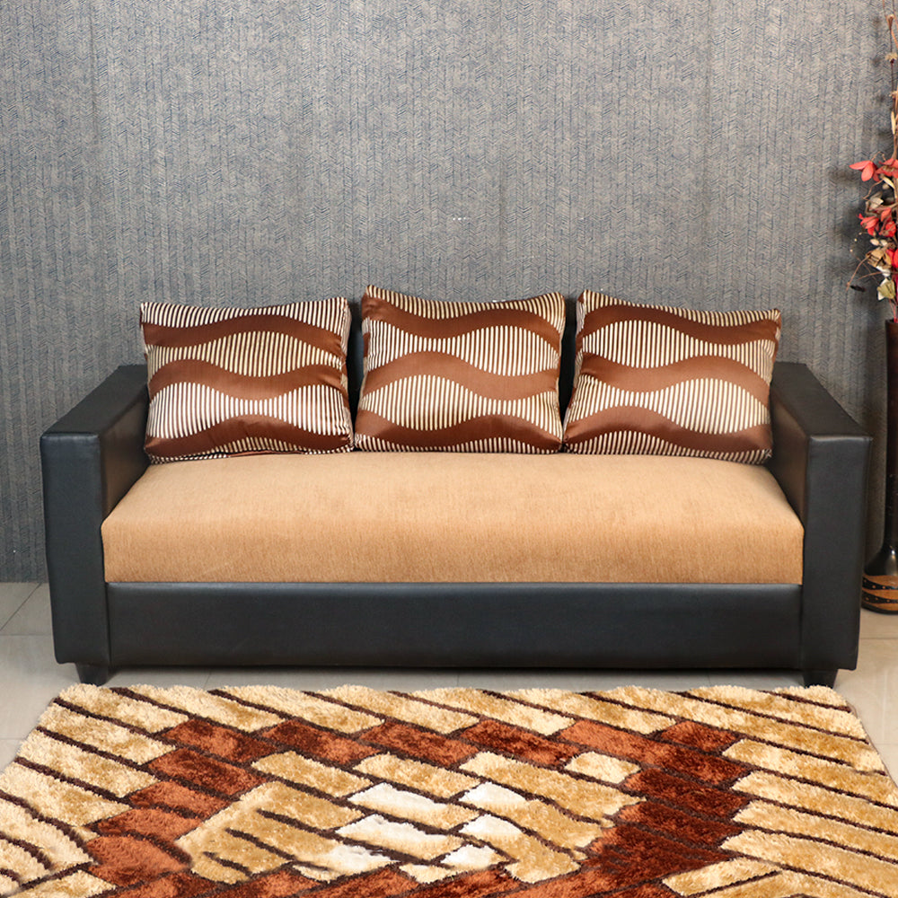 MAARK FABRIC THREE SEATER SOFA TINY WITH PIFFY BROWN