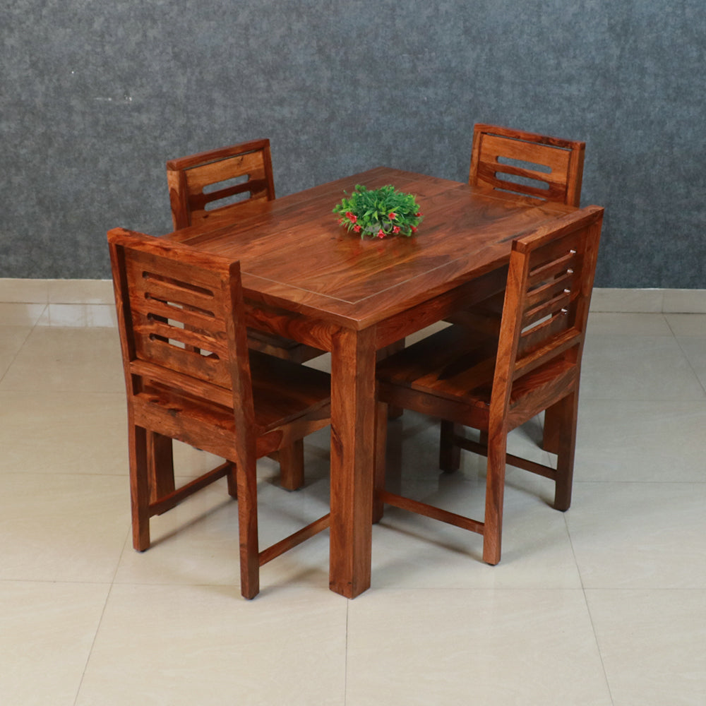MAARK SHEESHAM WOOD 4 SEATER DINING SET (3.75*2.5) 1107 NATURAL FINISH SV