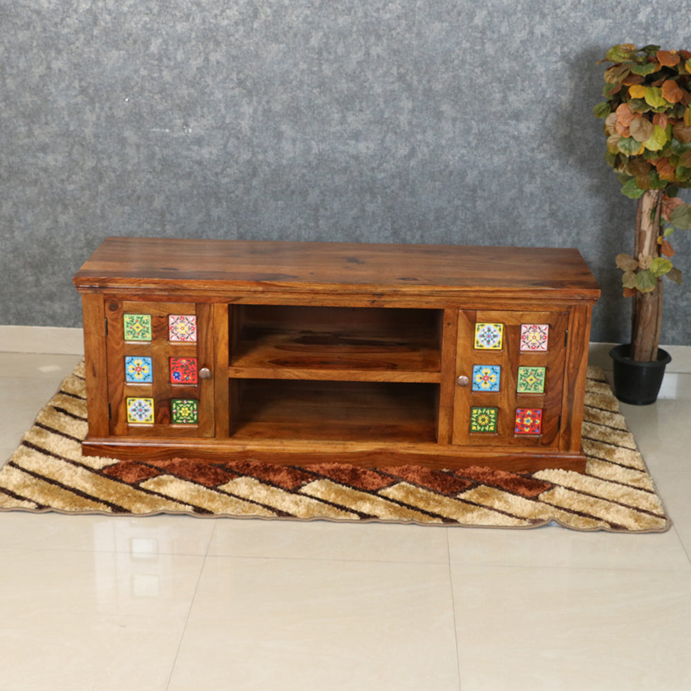 MAARK SOLID SHEESHAM WOOD TV UNIT 6024 NATURAL FINISH SV