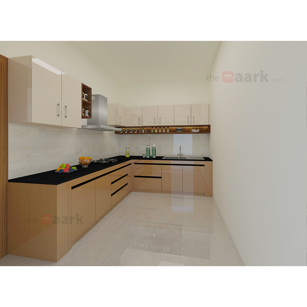 MAARK MODULAR KITCHEN L TYPE BROUNCE METALLIC