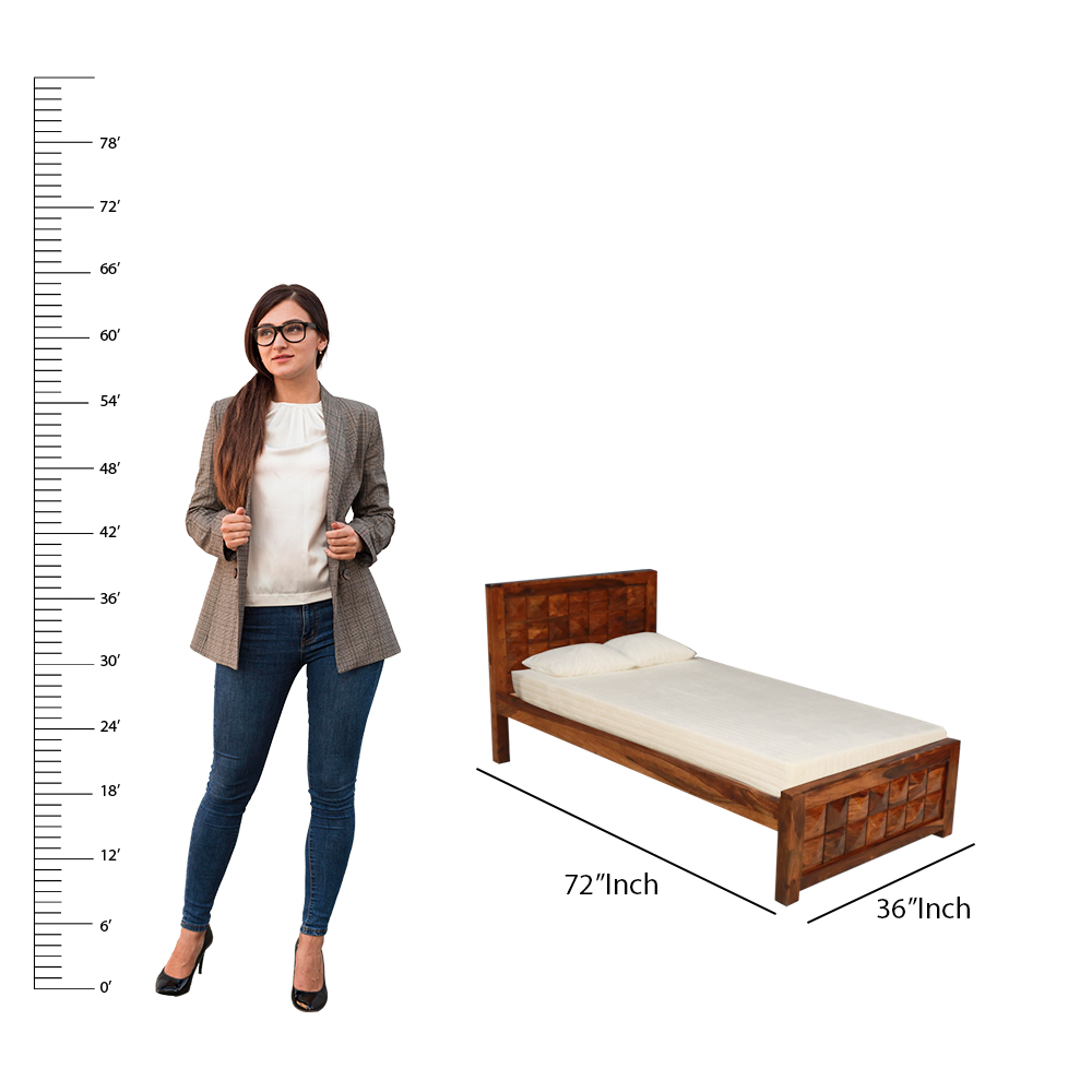 MAARK SHEESHAM WOOD SINGLE BED (3*6) 3056 NATURAL FINISH SV