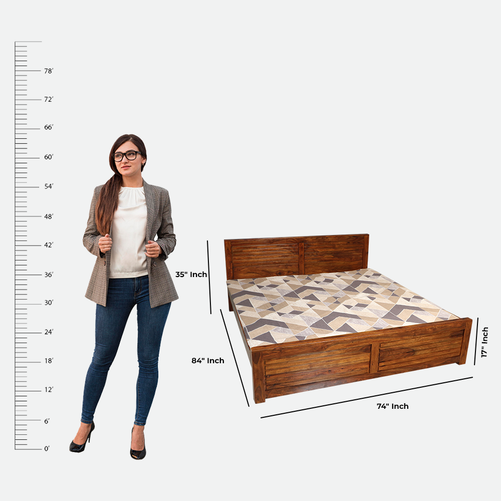 MAARK SHEESHAM WOOD KING SIZE BED (6*6.5) 3024 NATURAL FINISH SV