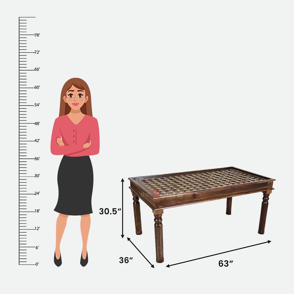 MAARK SHEESHAM WOOD 6 SEATER DINING SET (5.25*3) 1198 STONE FINISH SV
