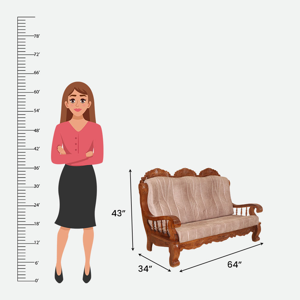 MAARK WOODEN SOFA SET (3+1+1) S-25 WCF