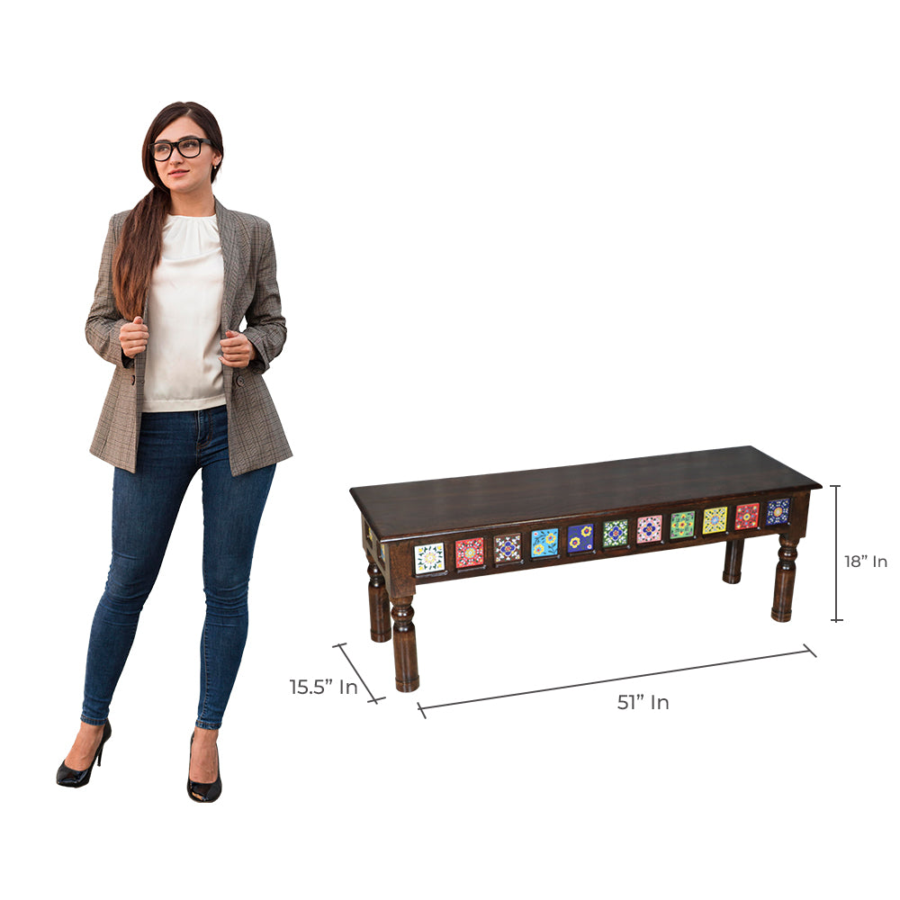 MAARK SHEESHAM WOOD SEATING BENCH 7200 STONE FINISH SV