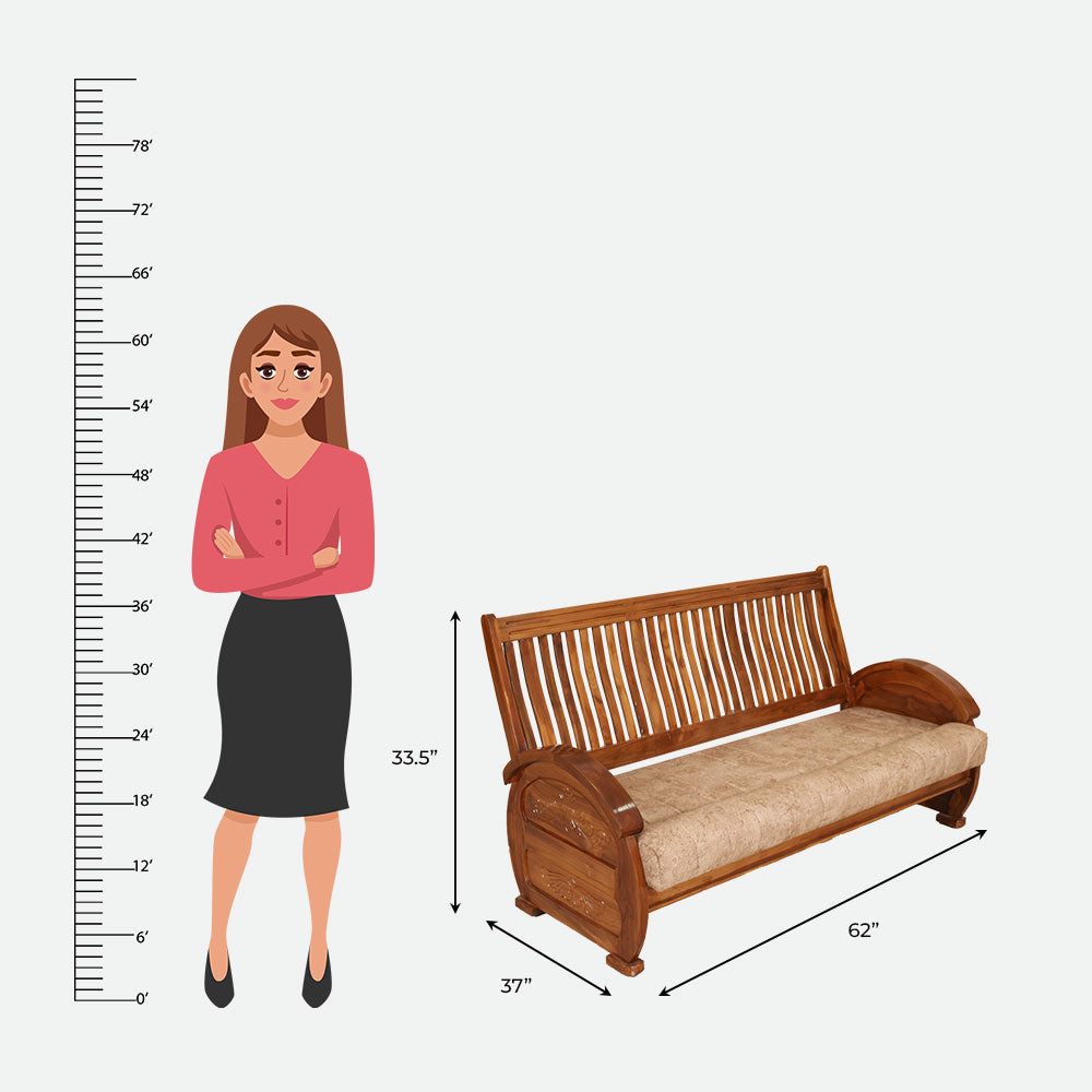 MAARK WOODEN SOFA SET (3+1+1) S-23 WCF